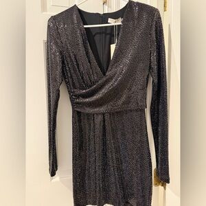 Ramy Brook Shimmering Black Long Sleeve Dress